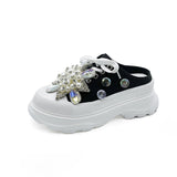 Baotou Half Slippers Female Wear New Summer Rhinestone Pine Shoes Platform Lazy