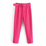 2025 New 褶皱 Multi-Colored Harun Pants Casual Solid-Colored Small-Footed Women's Trousers