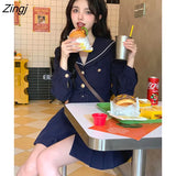 Winter Korean Style Sweet Pleated Dress Women Casual Vintage Elegant Party Mini Dress Female Japanese College Style