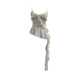 Girls Irregular Slings Sherse Women's New Sexy Leaf Leaf Blitting Short Blouse