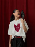 Sale Of Simple Love Print T-Shirts For Girls In Summer Free-Round Collar Pure Cotton Short-Sleeved