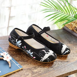 Zingj Cloth Shoes Women's Shoes Embroidered Shoes Low Heel One-Word Button Summer Women's Singles
