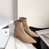 2025 New Korean Version Of The Sharp-Headed Short Boots Coarse Zipper And Martin Boots Fashion Women's