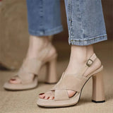 Summer New One-Word Sandals Women Coarse Heel Toe Sexy Black Waterproof Table 9Cm High