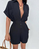 Women's Clothing 2025 Solid Color Short Sleeve Leisure Loose-Fitting Shorts Set