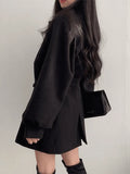 Puff Sleeve Belted Woolen Coat- Outfit