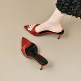 Slippers 2025 Spring New Women's Shoes Casual Light Pointed Slippers Type Wearing High-Heeled Cool