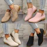 Large-Size Short-Skinned Leather Boots Women's Sharp Tips And Zippered Velvet And Ankle Boots Women's Martin