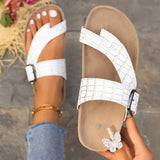 Zingj Size Flat Slippers Female 2024 Summer New Toe Belt Buckle Decoration Wear Casual Sandals Women's