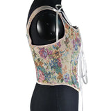 French Retro Sling Vest Female Wearing Peony-Print Court Style Tender