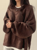 Oversized Split Hem Pullover Sweater- Outfit