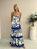 Zingj Summer Women's Temperament Casual One Word Collar Lace Stitching Halter Dress