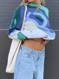 Abstract Print Jumper Knit Sweater-Outfit