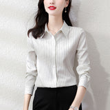 Senior Sense Stripe Shirt Female Light Ripe Wind Design Sense Minority Professional Temperament High-End Long Sleeve