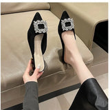 Half Slippers 2025 Spring And Summer Korean Version Of Fashion Comfortable New Pointed Drill Rough And Lazy Velvet Cool