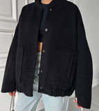 Years Of Autumn And Winter New Loose Leisure Collar Big Pocket Solid Women's