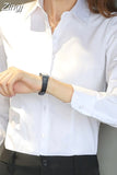 Women Shirt White Shirt Female Long-sleeve Professional Shirt Formal Dress Large Size Work Clothes OL Button Womens
