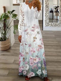 Women's 2025 Summer Women's New Dress Fashion Printed Lace Long Sleeve