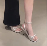 Gentle High Heels Women 2025 New Retro Square Head Fine Heel Fairy Style With Skirt Temperament Roman