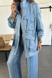 Women's Clothing Pure Color Fashion Long-Sleeved Jacket Three-Dimensional Pocket Fashion Loose