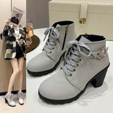 Boots Women's New High Heel Water Station Women's Shoes In The Autumn And Winter 2025 Martin Boots Round Head And Women's Single Boots
