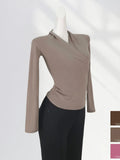 Zingj Quality Combed Cotton Cross V-Neck Long Sleeve Bottom Shirt Female Spring Elegant Wind Slim Inside A