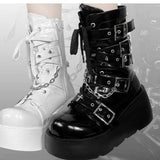 Thick Boots 2025 New Rivetered Pants Martin Boots Women's Dark Punk Locomotive