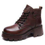 Kraft With Martin Boots Girl Autumn And Winter Leather Two Cotton Boots Children Thick And Loose Cake Single Boots Retro