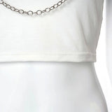 Stylish Fashion Women T-shirts Clubwear Y2K Streetwear 2023 Sexy Print Chain Patchwork Short Sleeve Bodycon