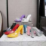 Zingj New Korean Version Of The Runway Show Model Shoes Fine Heel Sexy Black Waterproof Table 11CM High Heel Sandal Female