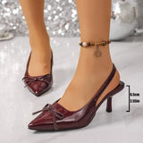 The Autumn Of 2025, The New Pointed Tip Fine Heel Behind The Head Of The Empty Bow Bow-Shaped Buckle Wears Simple Temperament Single