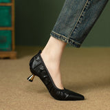 Temperament Pointed Low Heel Thin Heel Single Shoes Women 2025 Spring And Summer New British Style French Retro Cat Heel Single