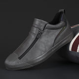 Autumn New Men's Shoes Trendy Shoes Men's Double Zip Casual Shoes Men's Board Shoes Trend Warm Leather