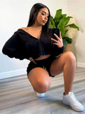 Autumn Casual Sporty Women Tracksuit 2Piece Set Long Sleeve Zipper Hoodie Sweatshirt+Shorts Trend Slim Female