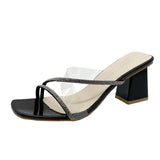 New Women's Coarse And Slippers Korean Version Of Simple Fashion Transparent Cool Slippers Outside The Square Half