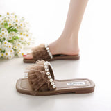 Slippers Women's Summer Flat Bottom 2025 New Fairy Wind Korean Version With Skirt Small Fragrant Wind Flat Bottom One-Word