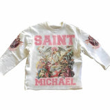2025 New SAINT Printed Seven-Sleeve T-Shirt Top With Casual Fashion Round-Neck Short