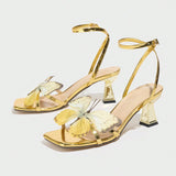 Selling Women High Heels Phantom Butterfly Mature PU Leather Square Head Heel Women's
