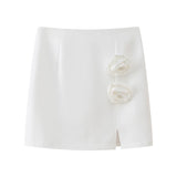 Spring Flower Decorated Collar Mini Half Skirt