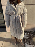 Leisure Collection Waist Thin Long Bread Cotton Clothes Women Thick Warm Cotton Coat
