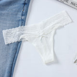 Breathable Thread Cotton Splicing Lace T-Shirt Cotton Lace Lace Side Large Size Low-Rise T-Pants Ladies