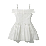 Spring New Sweet One Word Collar Sling Dress Sexy Back Chic Slim Short