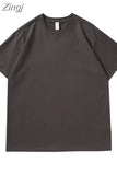 Summer Oversized T-shirt For Women 220G Loose Short Sleeve Tees Solid Casual Basic Cotton T Shirts For Women