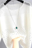 and Summer New Ice Silk Knitted Vest Tops White Shirt Hollow Out Bottoming Streetwear Fashion Womens Thin Clothing