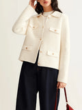 And Winter New Metal Buttons Casual Elegant Knitted Cardigan Sweater Women's