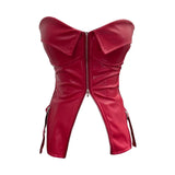 Shooting Hottie Retro Tender With Chest Pad Wrapped Bra Zipper Design Smear Bra Vest Short Sleeveless Top