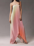 Women's Dress Gradient Tectoracic Dress Fashion 100Fold Dress Sleeveless