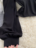 Women Black/White Blouse Sexy Square Collar Lantern Long Sleeve Short Tops Female Elegant Party Shirt Blusas 2023
