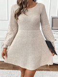 Autumn And Winter Knitted Women's Clothing Loose High-Waisted A-Dress Round Collar Collar Sweater