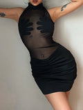 INS 2024 Summer New Women's Fashion Round-Neck Sleeveless Sexy Perspective Fit-Up